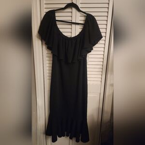 LuLaRoe Black Ruffled Off-Shoulder Mini Dress MADE IN USA NWT